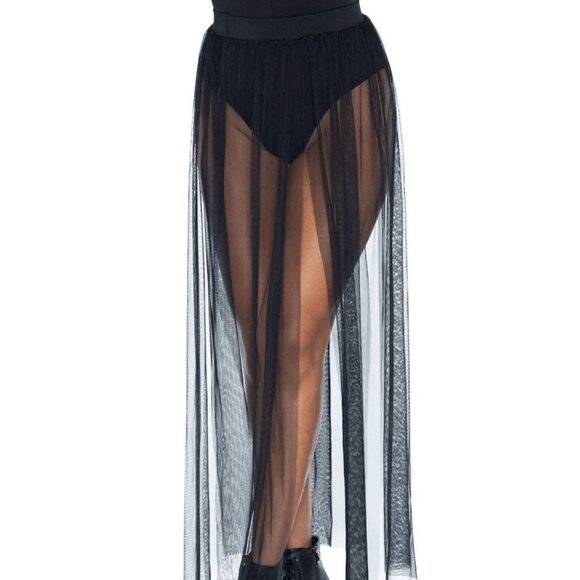 - rave Festival multi slit black maxi skirt - Picture 3 of 4